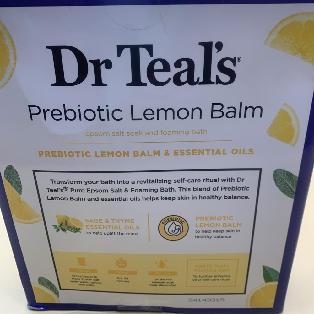 Dr Teal's Pure Epsom Salt Prebiotic Lemon Balm Bath Soak&Bath NEW - Picture 5 of 7